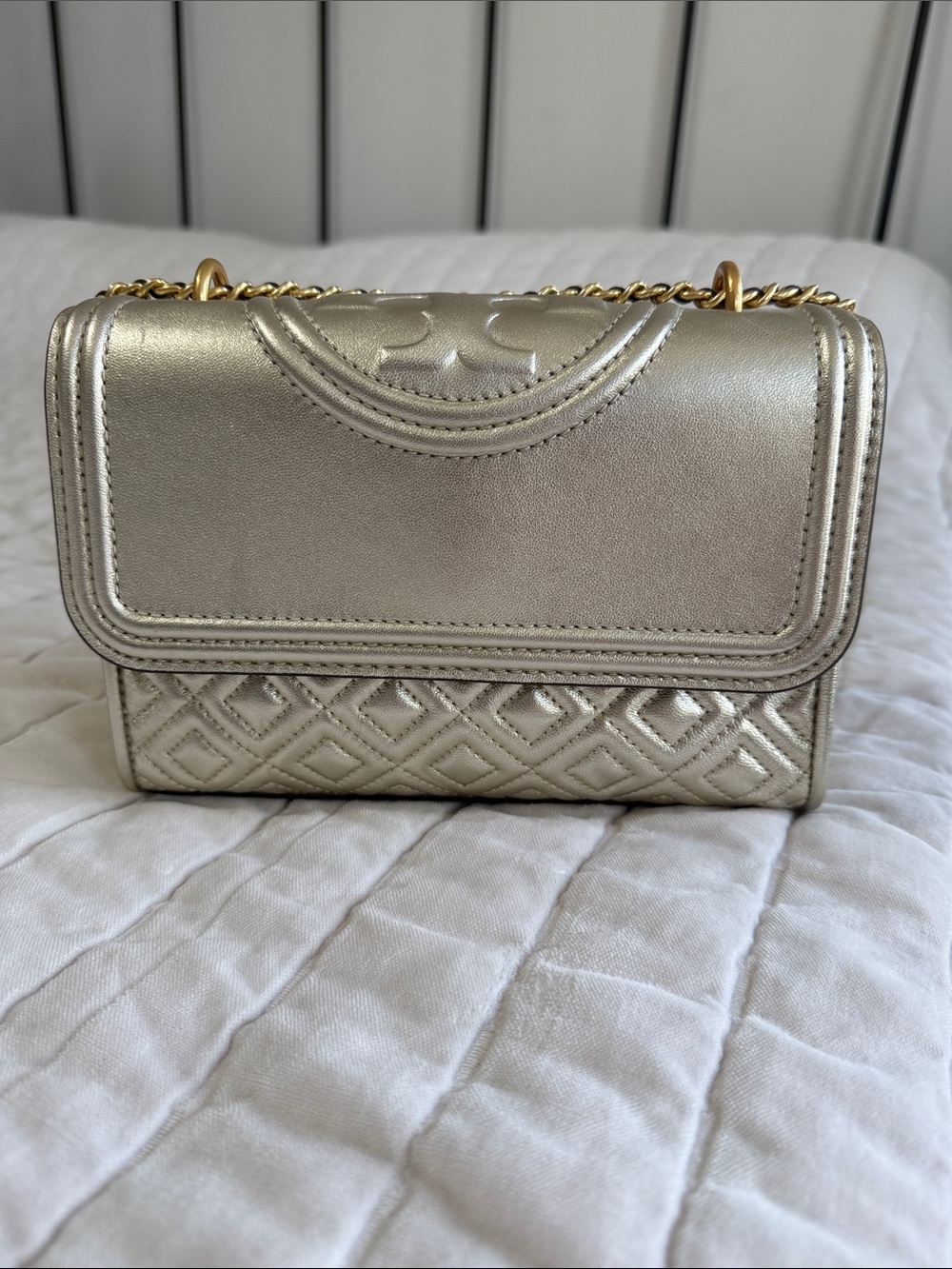 Tory Burch Fleming metallic small convertible shoulder bag